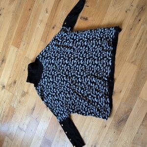 Kim Rogers | Black Leopard Print Pullover Sweatshirt Women's Size 2X